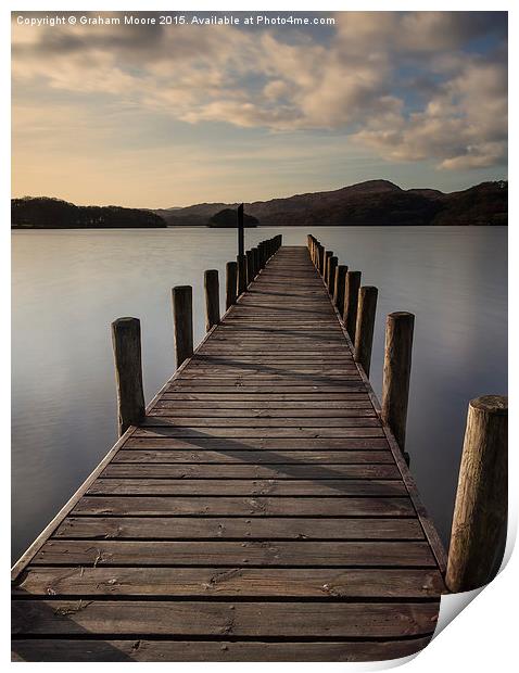 Coniston jetty Print by Graham Moore