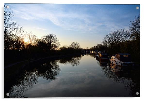 Last Light On The Lancaster Canal Acrylic by Gary Kenyon