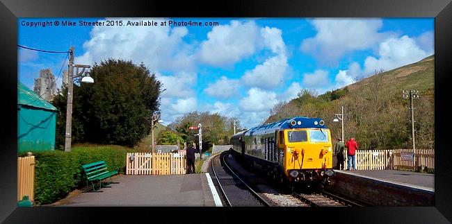  Class 50 at Corfe Castle Framed Print by Mike Streeter