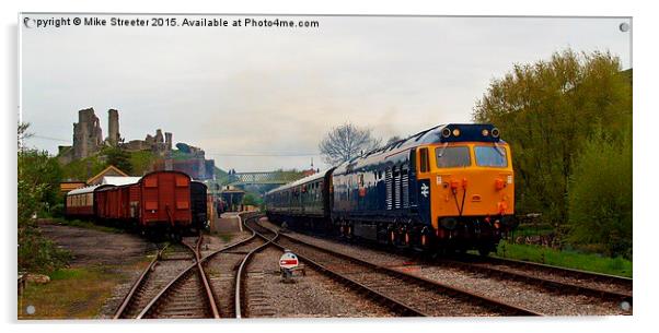  Class 56 at Corfe Castle Acrylic by Mike Streeter