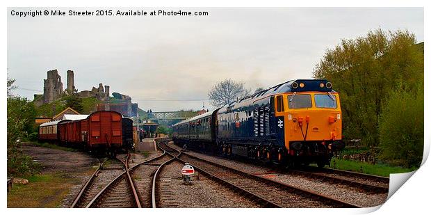  Class 56 at Corfe Castle Print by Mike Streeter