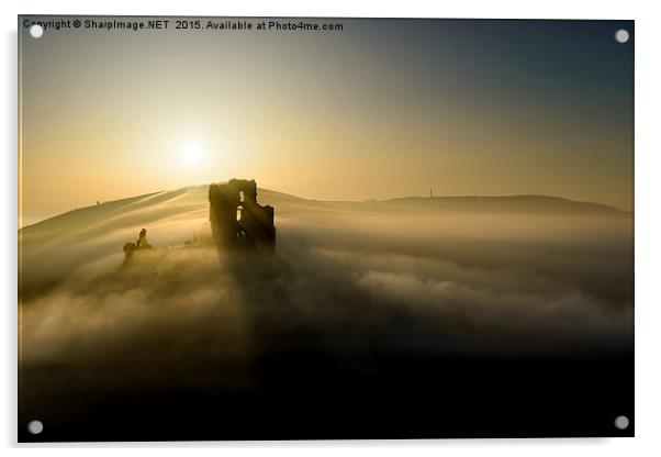  Corfe Castle through the mist Acrylic by Sharpimage NET