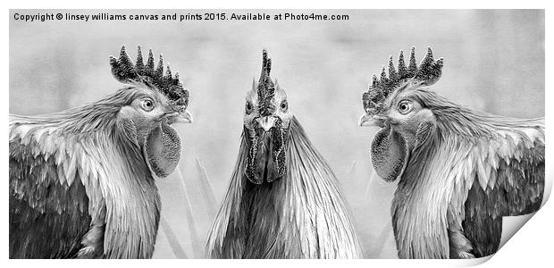  Hens, GULP!! Mono Print by Linsey Williams