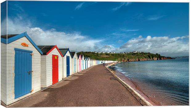  Broadsands Beach Huts early morning  Canvas Print by Rosie Spooner