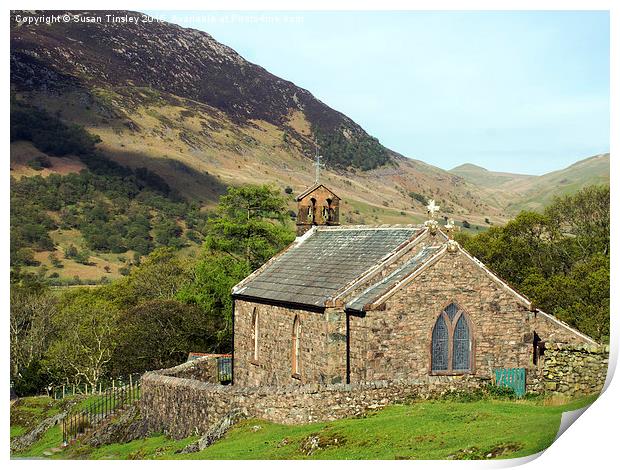 Buttermere church Print by Susan Tinsley