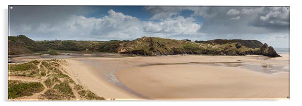  Three Cliffs Bay Gower Acrylic by Leighton Collins