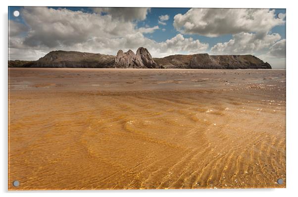  Three Cliffs Bay Swansea Acrylic by Leighton Collins