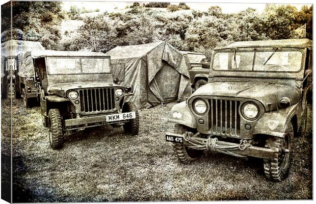 World War II Jeeps and Camp Canvas Print by Jay Lethbridge