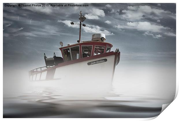  Misty boat Print by Thanet Photos