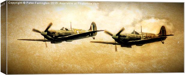  Spitfires On The Hunt Canvas Print by Peter Farrington