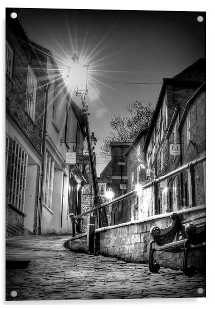  The Leaning Lamp post on steep hill Lincoln  Acrylic by Jon Fixter