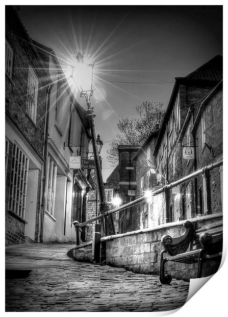  The Leaning Lamp post on steep hill Lincoln  Print by Jon Fixter