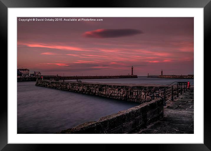 Whitby Harbour at dusk Framed Mounted Print by David Oxtaby  ARPS