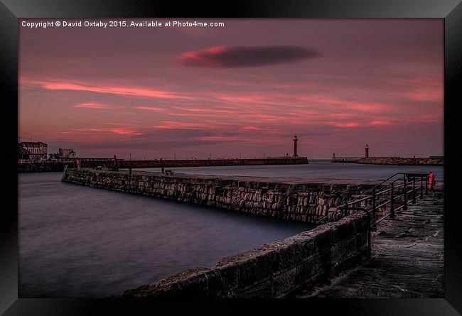 Whitby Harbour at dusk Framed Print by David Oxtaby  ARPS