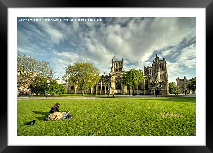  Bristol Cathedral Green Framed Mounted Print by Rob Hawkins