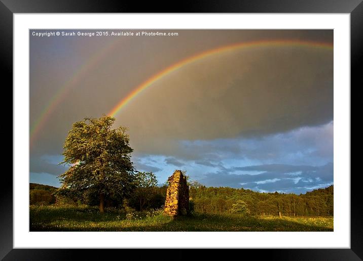 Double Rainbow at Waverley Abbey Framed Mounted Print by Sarah George