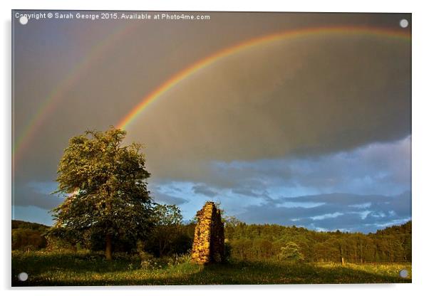 Double Rainbow at Waverley Abbey Acrylic by Sarah George