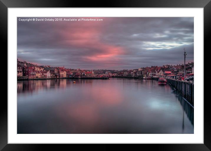Whitby Harbour Sunset Framed Mounted Print by David Oxtaby  ARPS