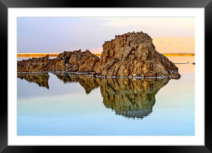 Rocks reflect in the still water Framed Mounted Print by PhotoStock Israel