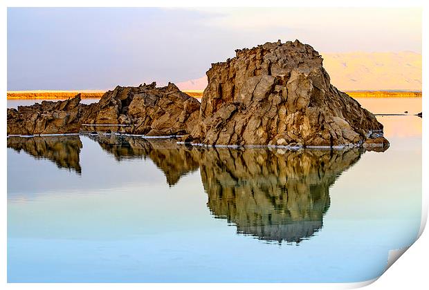 Rocks reflect in the still water Print by PhotoStock Israel