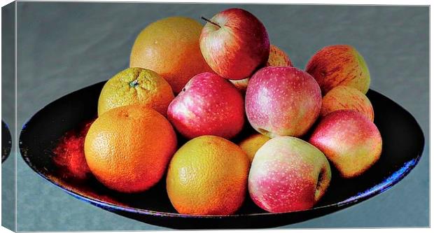 BOWL OF FRUITY GOODNESS  Canvas Print by len milner