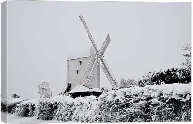 Jill mill in the snow Canvas Print by Eddie Howland