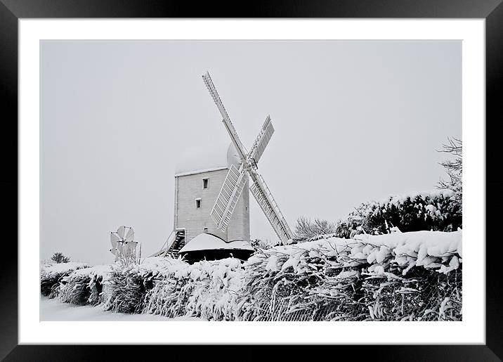 Jill mill in the snow Framed Mounted Print by Eddie Howland