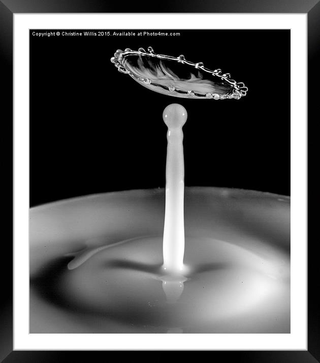 Black and White Waterdrop Collision Framed Mounted Print by Christine Johnson