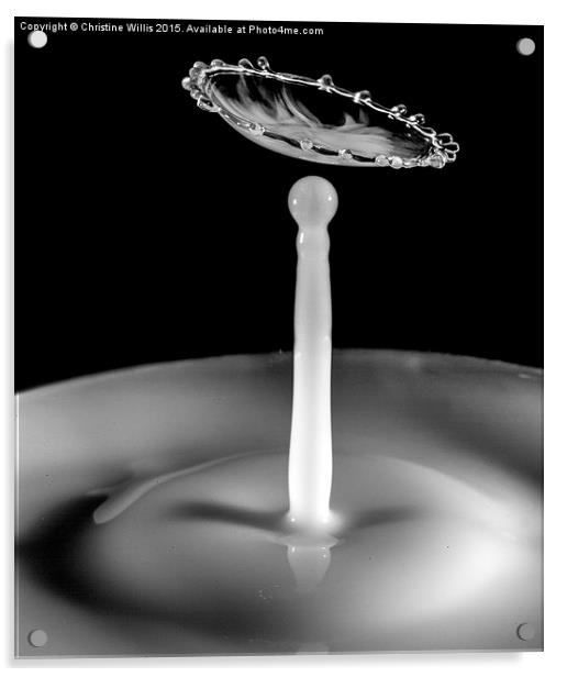 Black and White Waterdrop Collision Acrylic by Christine Johnson