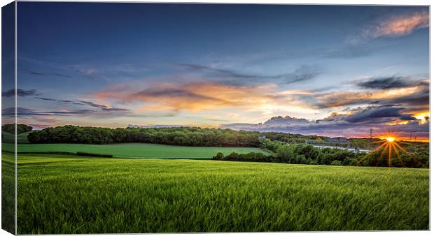  Sunset on Wheatfields in Kent Canvas Print by John Ly