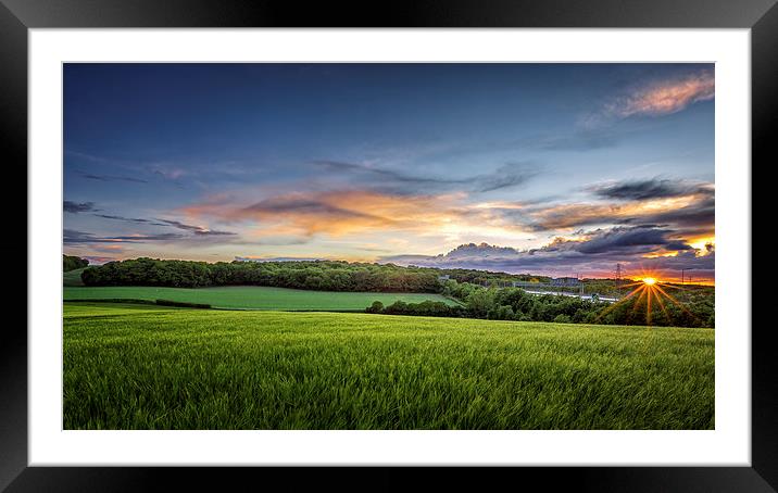  Sunset on Wheatfields in Kent Framed Mounted Print by John Ly
