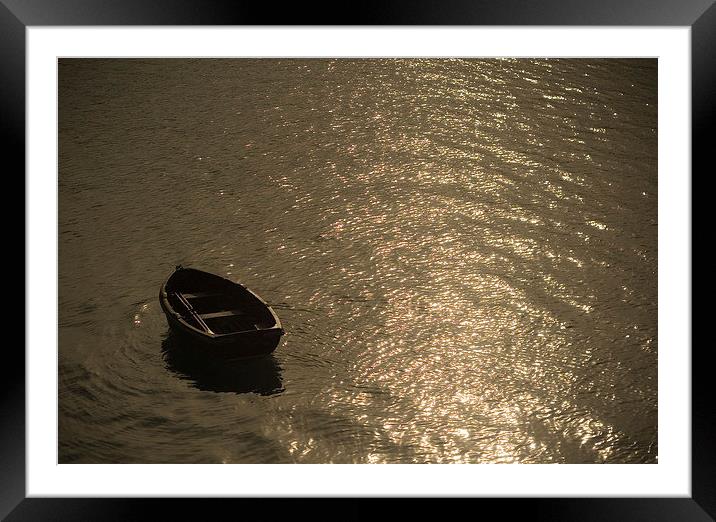 Singular Boat, Beaumaris, Wales Framed Mounted Print by Jennifer Mannion