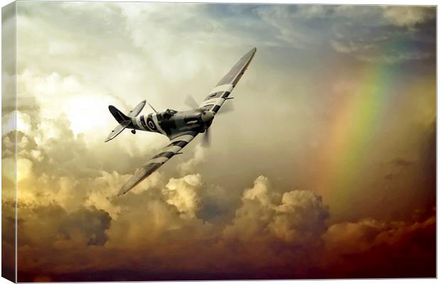 Supermarine Spitfire Passing Through The Storm  Canvas Print by J Biggadike