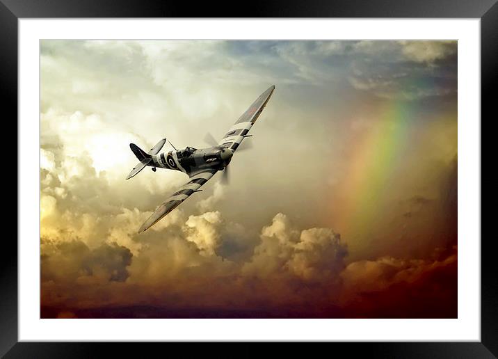 Supermarine Spitfire Passing Through The Storm  Framed Mounted Print by J Biggadike