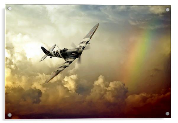 Supermarine Spitfire Passing Through The Storm  Acrylic by J Biggadike