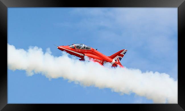  RAF Red Arrow - Through the Smoke Framed Print by Andrew Scott