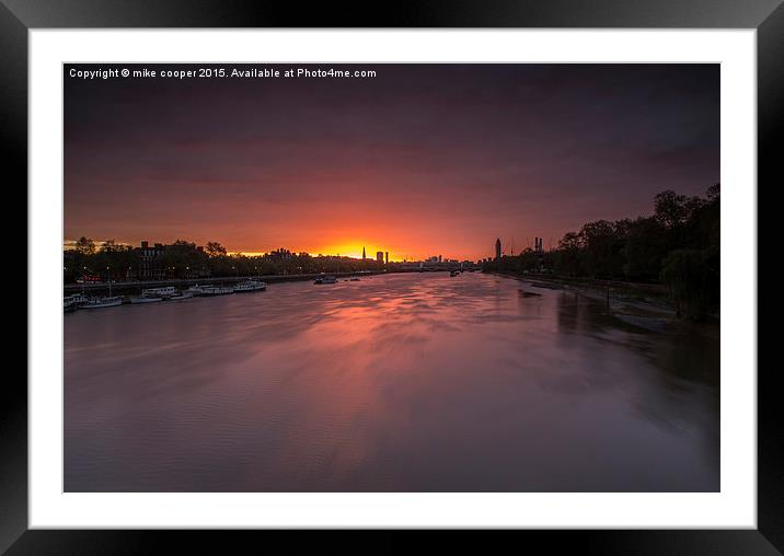  sunrise from Chelsea bridge Framed Mounted Print by mike cooper