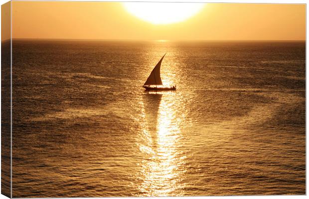  African Dhow At Sunset  Canvas Print by Aidan Moran