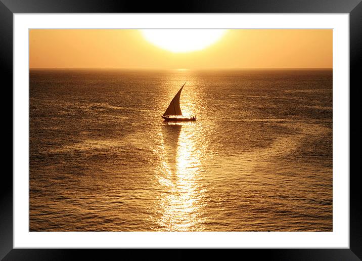  African Dhow At Sunset  Framed Mounted Print by Aidan Moran