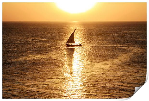  African Dhow At Sunset  Print by Aidan Moran