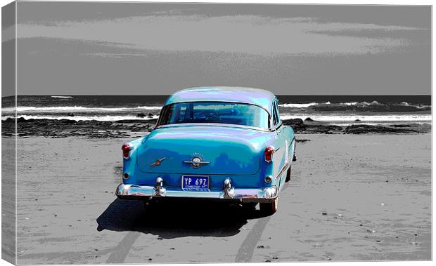  Revised Car on Beach Canvas Print by james balzano, jr.