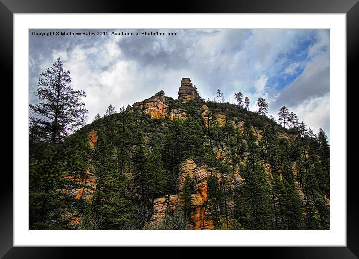 Tree covered rocks Framed Mounted Print by Matthew Bates