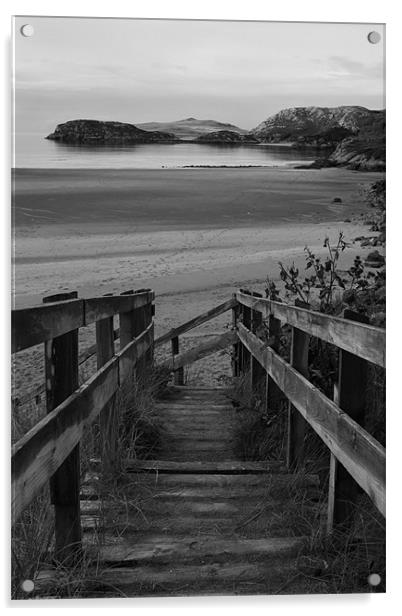 Steps to the Beach (Black and White) Acrylic by Jessica Poole