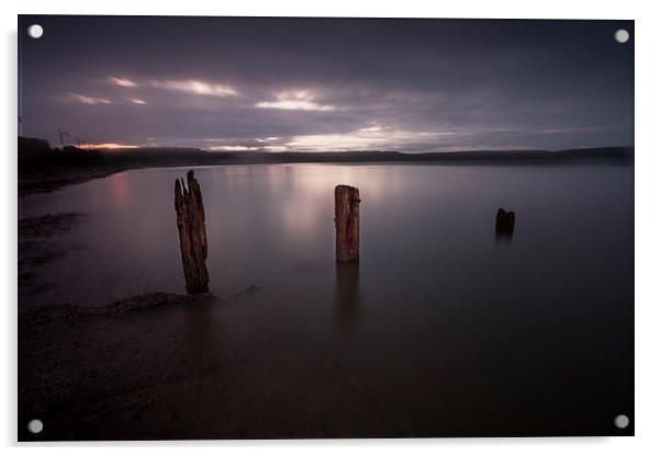 Swansea Bay groynes Acrylic by Leighton Collins