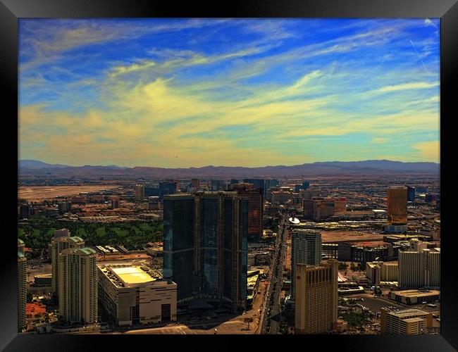 AweInspiring View of Las Vegas Skyline Framed Print by Andy Smith