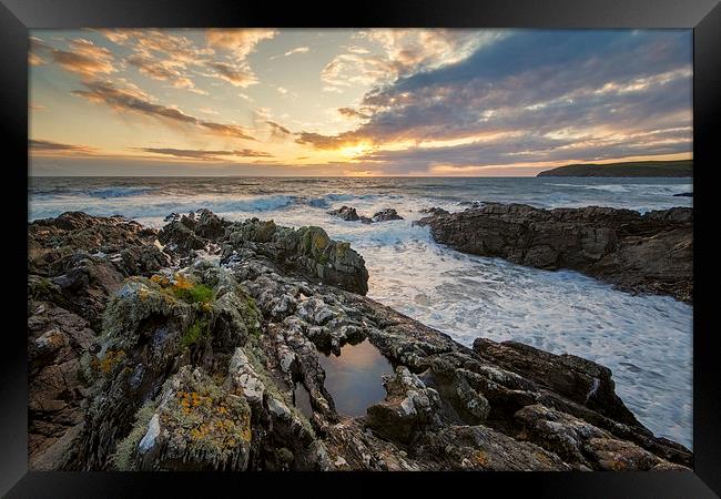 The setting sun at Croyde Bay Framed Print by Dave Wilkinson North Devon Ph