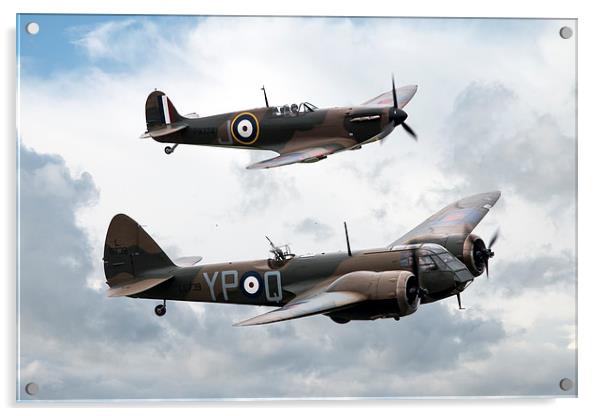  Spitfire And Blenheim Acrylic by J Biggadike