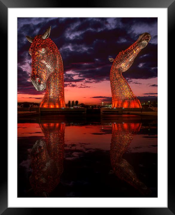 Kelpies at sunset Framed Mounted Print by Sam Smith