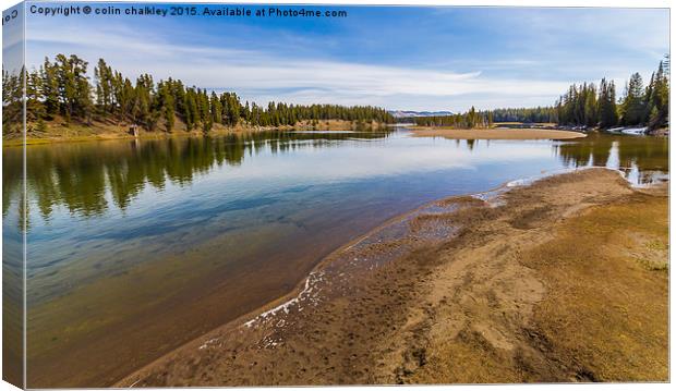 View from the Fishing Bridge - Yellowstone Park Canvas Print by colin chalkley
