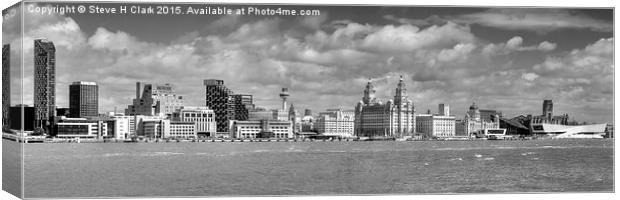  Liverpool's Iconic Waterfront - Monochrome Canvas Print by Steve H Clark